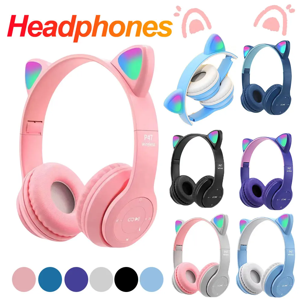 Cat Ear Bluetooth Headset Led - Мигающие светодиодные наушники с милыми кошачьими