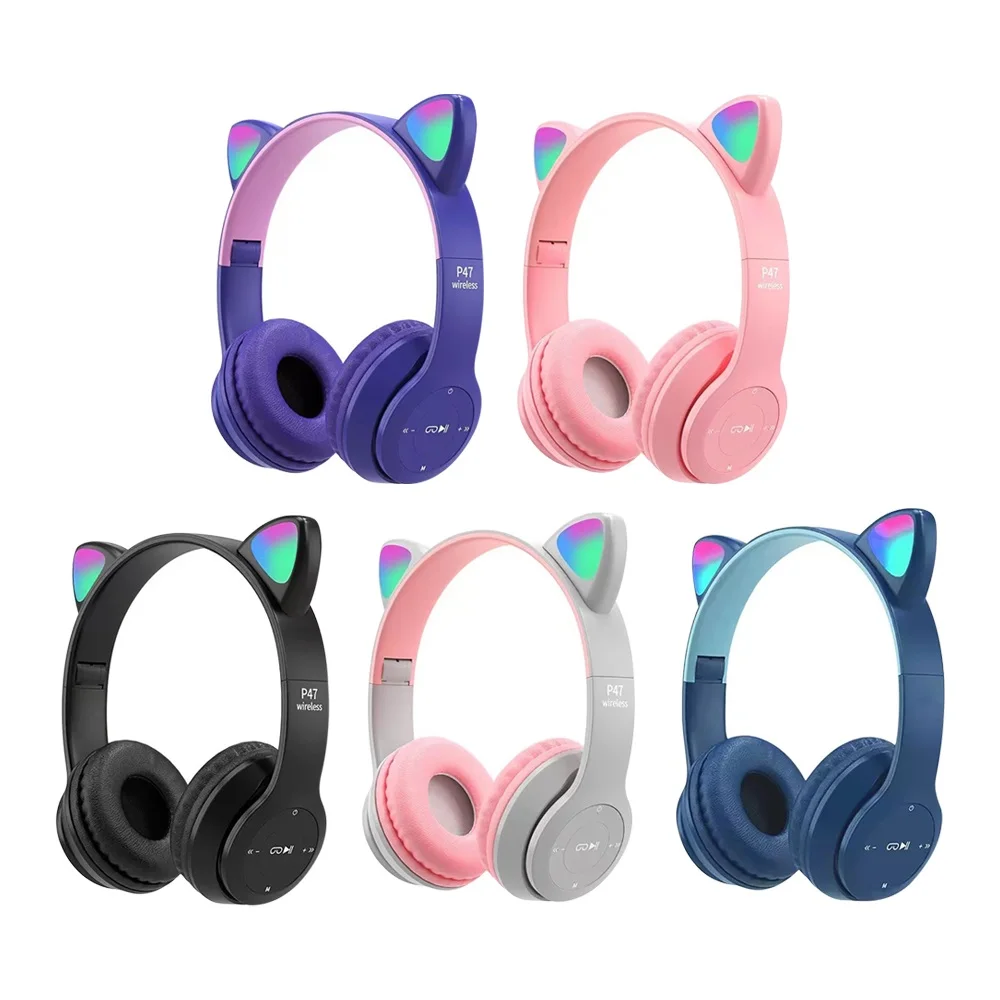 Cat Ear Bluetooth Headset Led - Bluetooth-совместимая гарнитура с милыми кошачьими ушками
