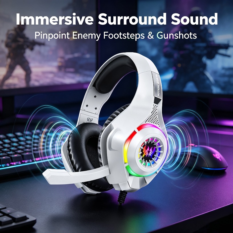 Gaming Headset With Mic Rgb - Проводные игровые наушники с микрофоном, RGB