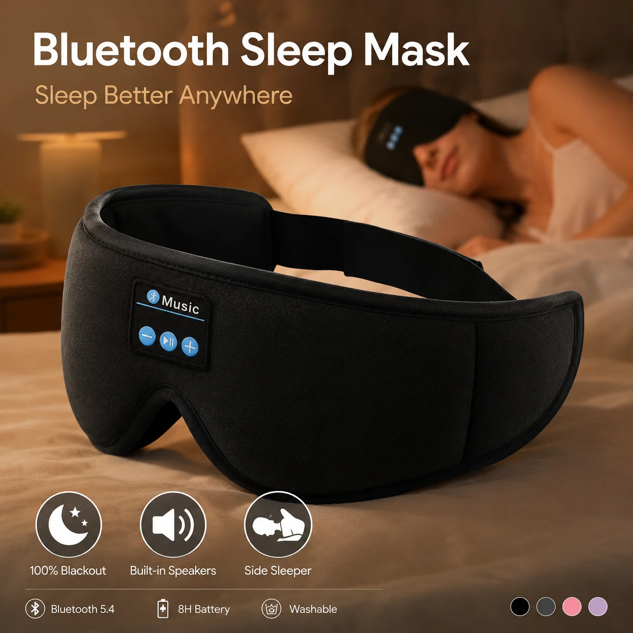 Sleep Mask Headphones Bluetooth - Беспроводная маска для сна с наушниками,