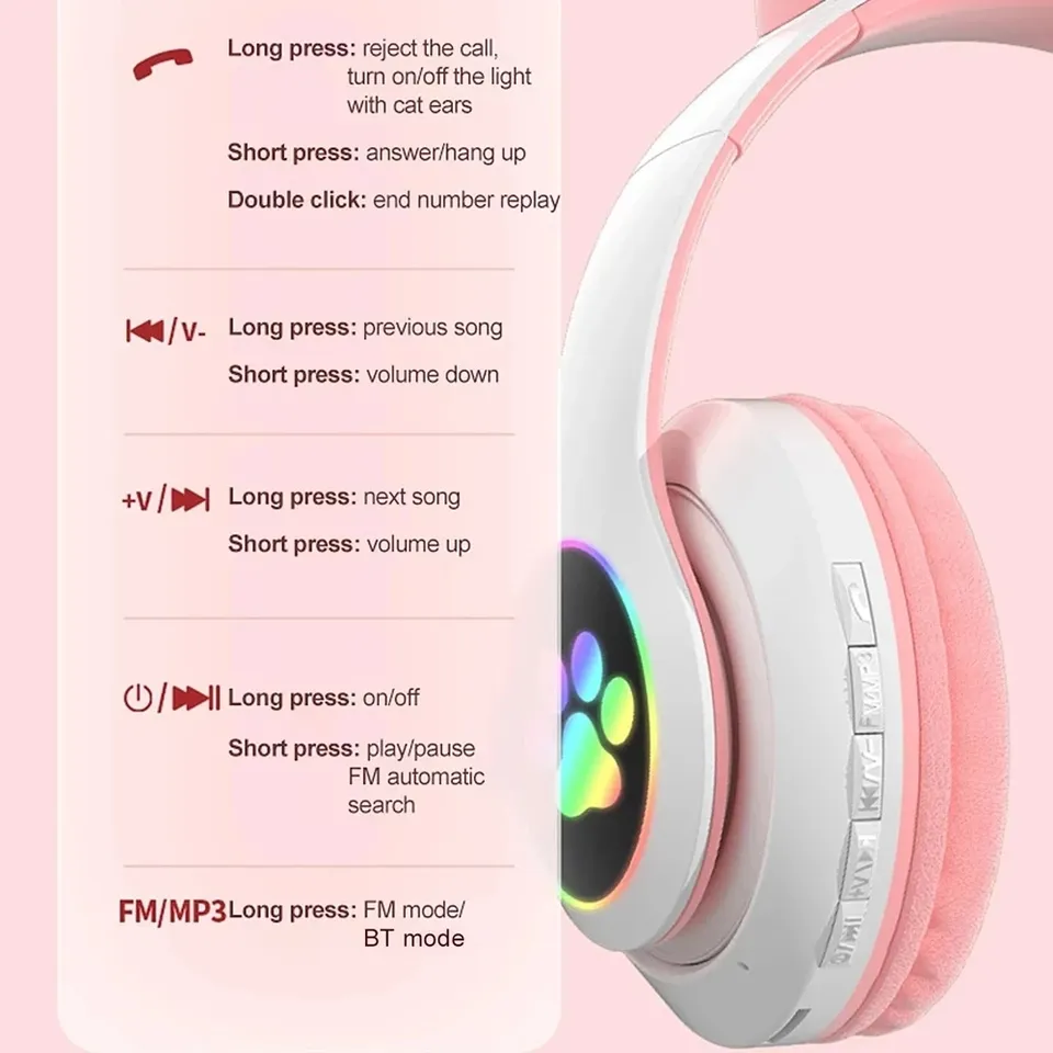 Новейшие беспроводные наушники – обзор и цена Cat Ear Bluetooth Headset Led