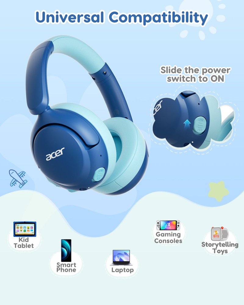 Детские наушники Acer OHR725 с – обзор и цена Anc Wireless Over Ear Headphones