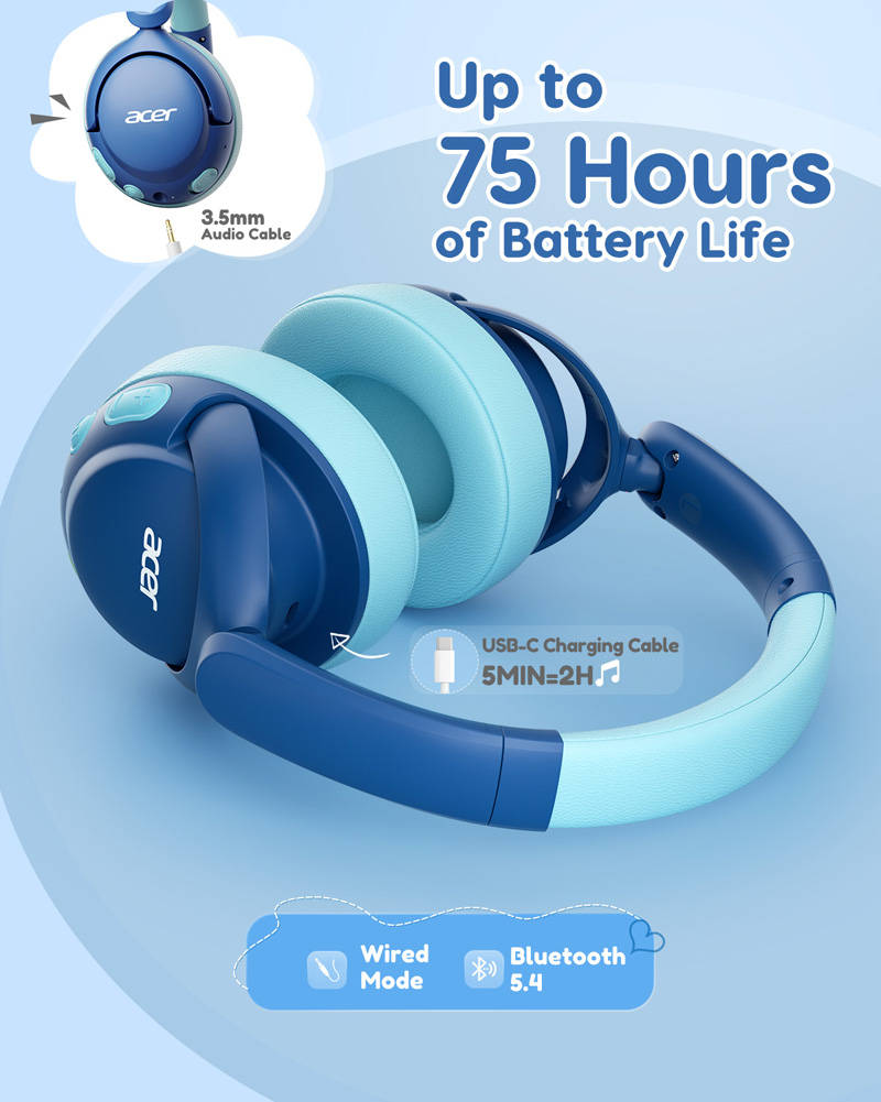 Детские наушники Acer OHR725 с – обзор и цена Anc Wireless Over Ear Headphones