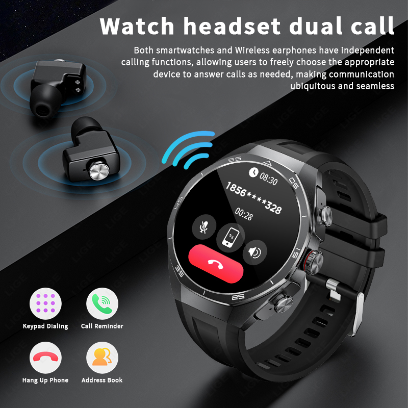 Умные часы LIGE с наушниками,  – обзор и цена Tws Earbuds Bluetooth 5.3