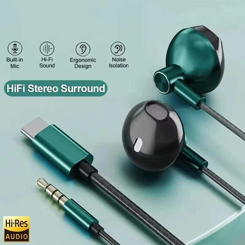 Тип C 3,5 мм HIFI стерео прово – обзор и цена Type C Wired Earphones With Mic