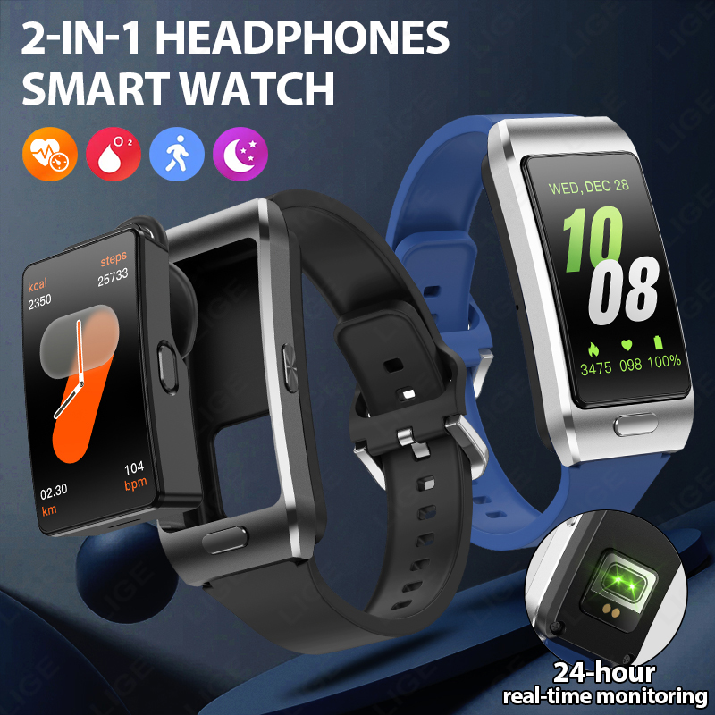 Новые умные часы LIGE с наушни – обзор и цена Tws Earbuds Bluetooth 5.3