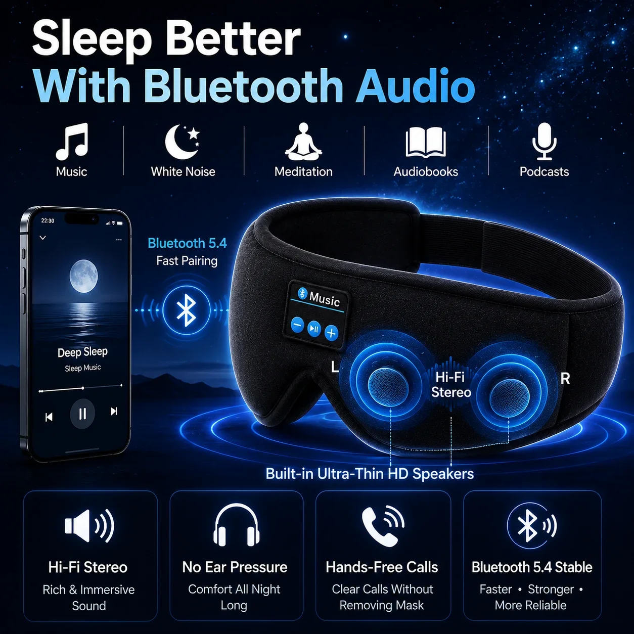 Беспроводная маска для сна с н – обзор и цена Sleep Mask Headphones Bluetooth