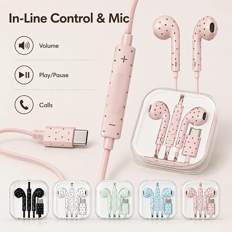 Милые проводные наушники с мик – обзор и цена Type C Wired Earphones With Mic