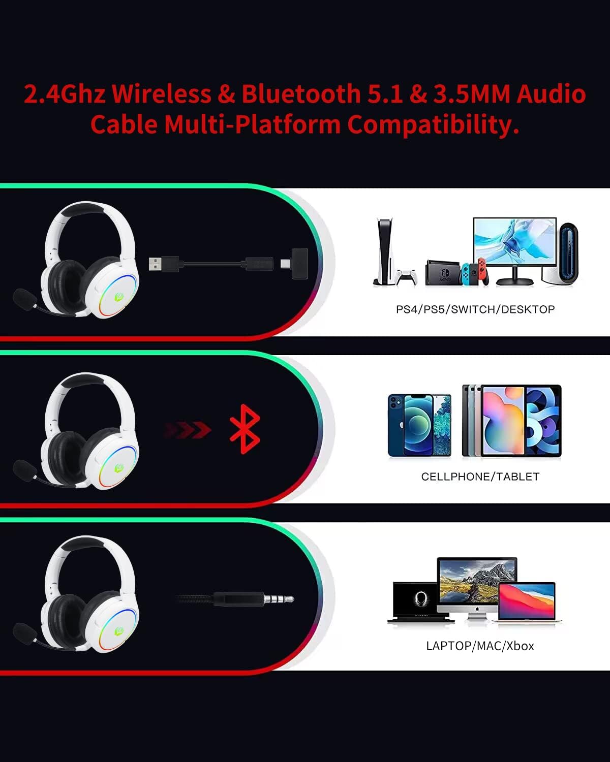 Беспроводная игровая гарнитура – обзор и цена Gaming Headset With Mic Rgb