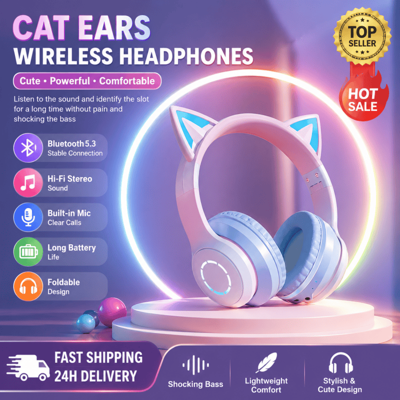 Новые бестселлеры: беспроводны – обзор и цена Cat Ear Bluetooth Headset Led