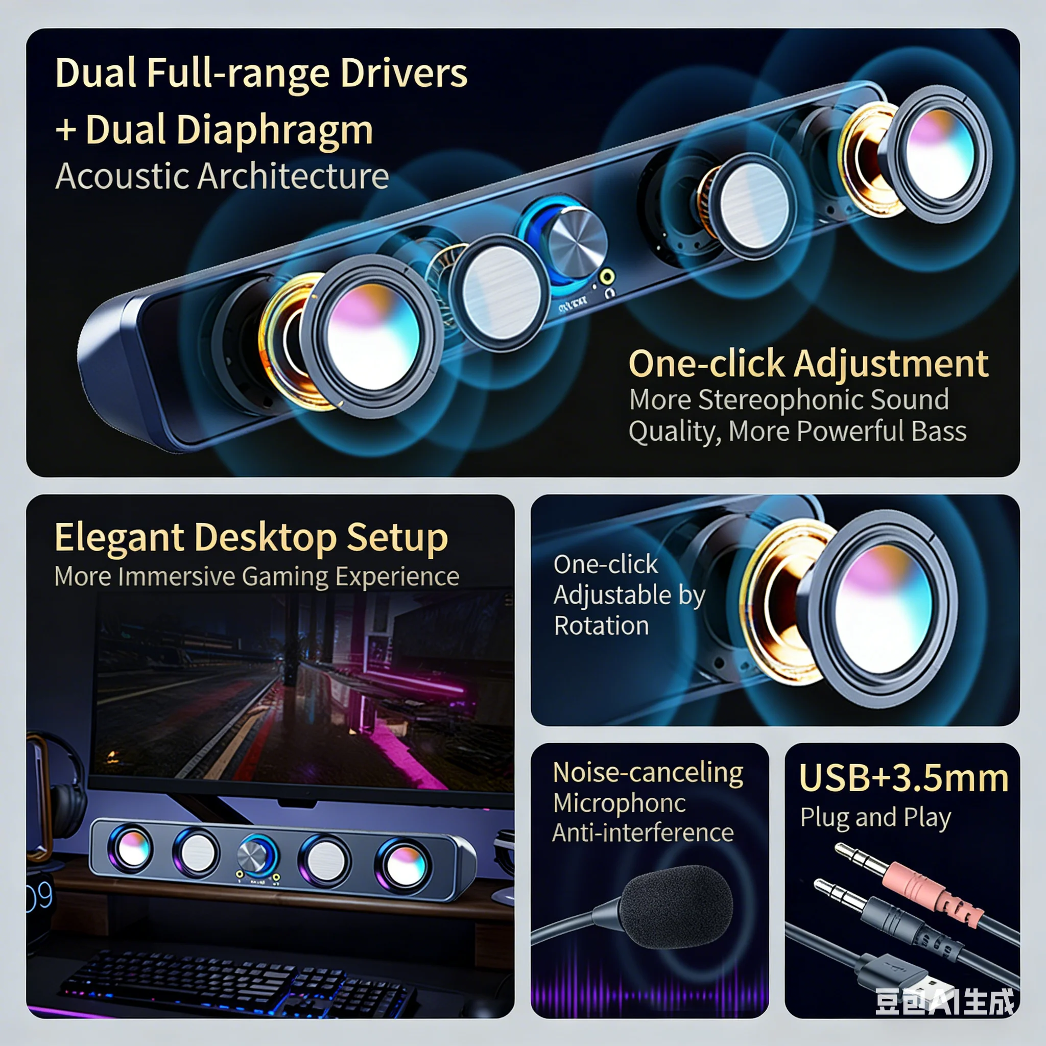 Игровой саундбар RGB 2.0 с объ – обзор и цена Rgb Computer Soundbar For Pc
