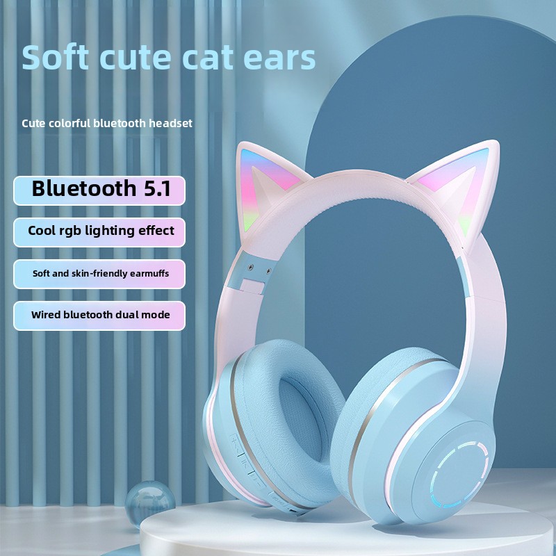 Новые популярные RGB-наушники  – обзор и цена Cat Ear Bluetooth Headset Led